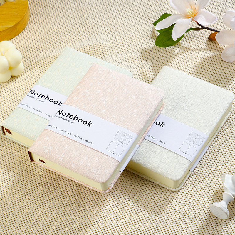 Notebook Dotted A5 - 휴대용 A6 소형 천 노트 꽃무늬