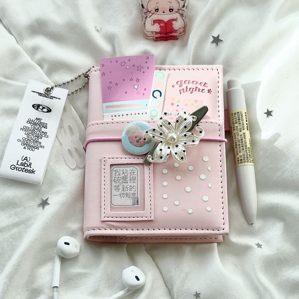 Journal Leather Hardcover - 귀여운 핑크색 M5 루즈리프 하드커버 저널