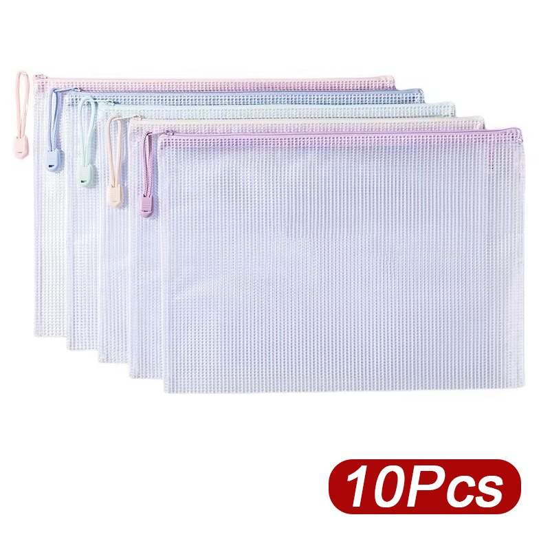 Stationery Supplier - 5-30pcs 지퍼 메쉬 가방 A4/A5 플라스틱