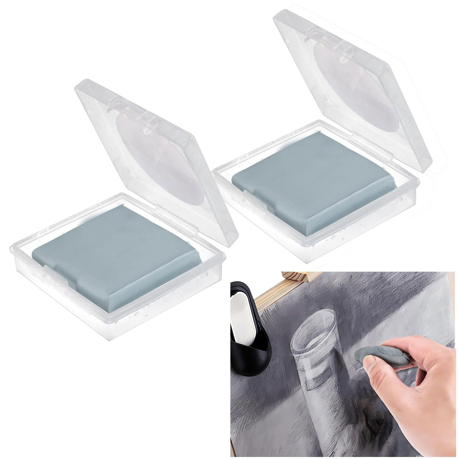 Rubber Eraser Kneaded - 아티스트용 반죽 지우개 2개, 보관 케이스가