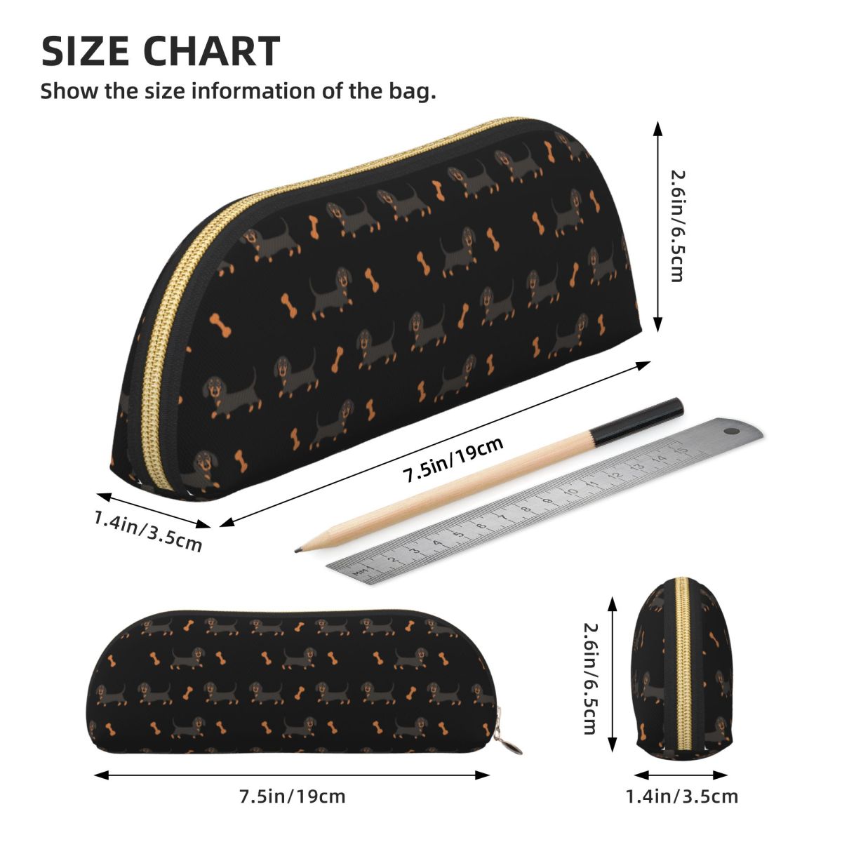 검정과 황갈색 닥스훈트 소시지 개 연필 케이스 연필 주 - Tan Stationery & Office Supply 리뷰 및 가격
