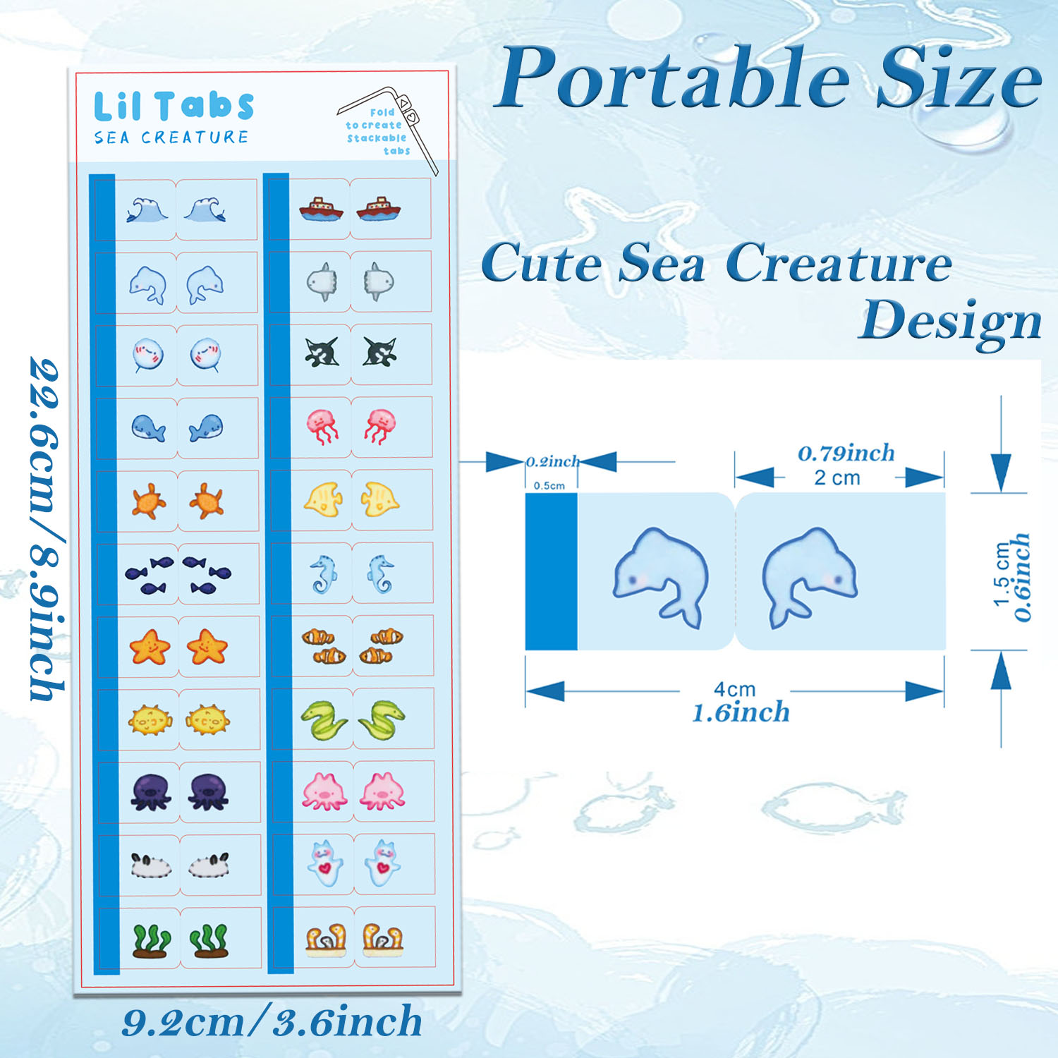 바다 생물 Lil Tab 스티커 탭, 귀여운 바다 생물 - Index Tab Divider 리뷰 및 가격