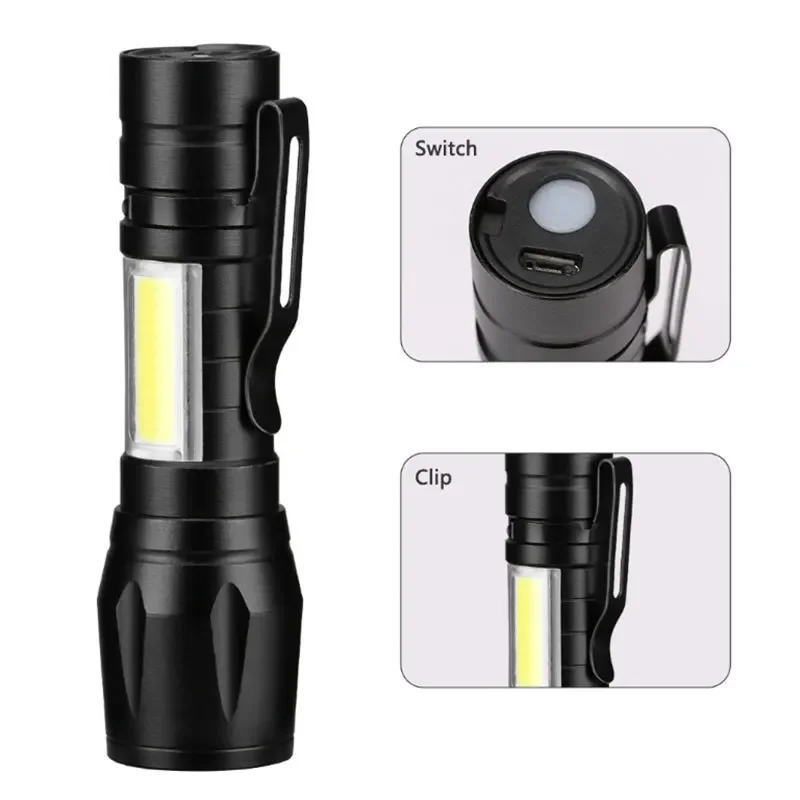 미니 LED 손전등 COB+XPE 휴대용 토치 USB  - Stationery Supply 리뷰 및 가격