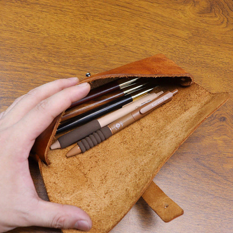 한국 스타일 빈티지 식물성 무두질 가죽 장지갑 필통 대 - Tan Stationery & Office Supply 리뷰 및 가격