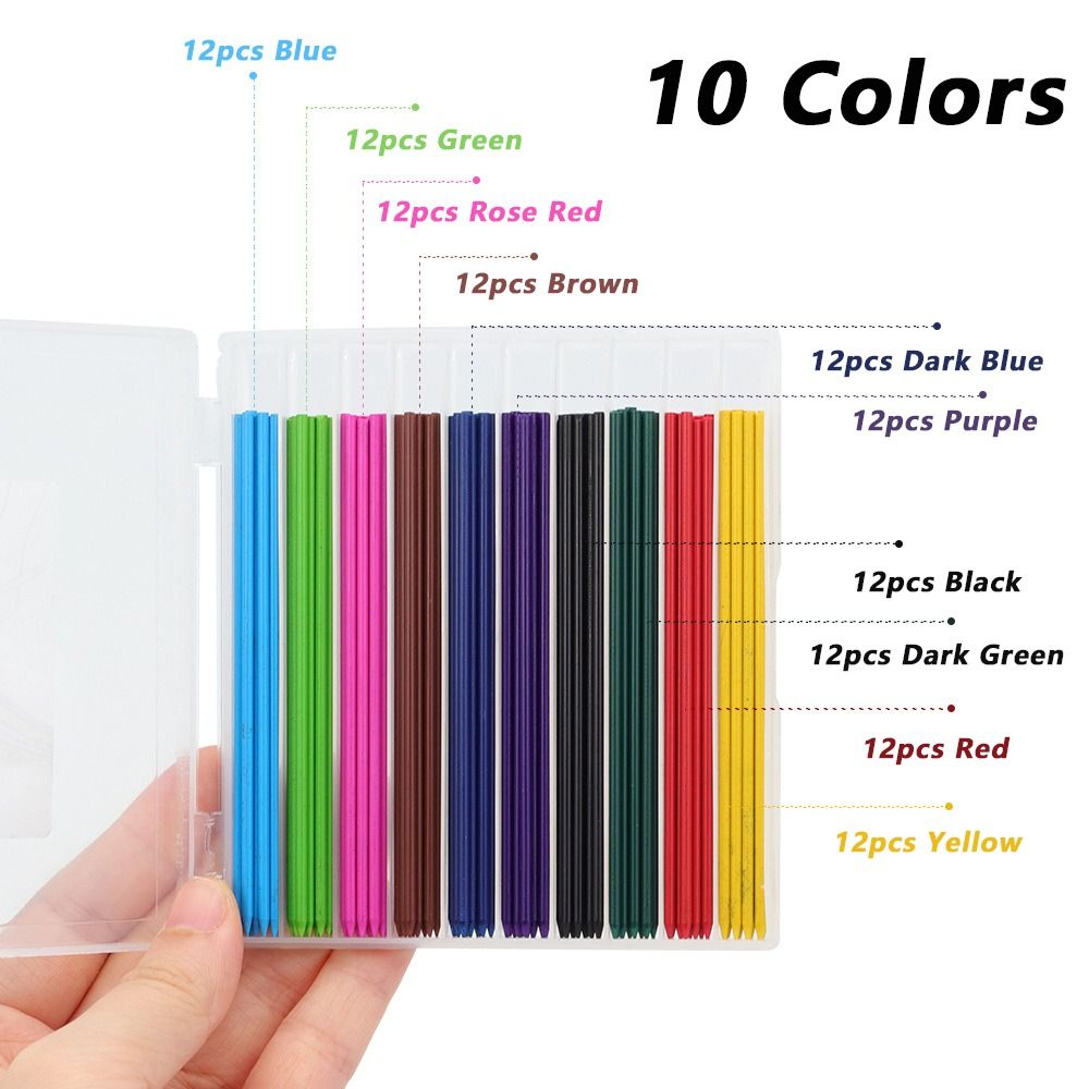 120pcs 2.0mm 리드 연필 리필 10 색 아트  - Mechanical Pencil Lead 리뷰 및 가격