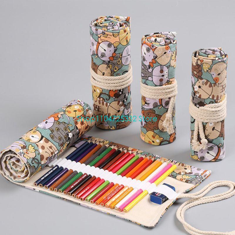 P5EA 만화 고양이 12/24/36/48/72 구멍  - Pen Pouch Roll 리뷰 및 가격