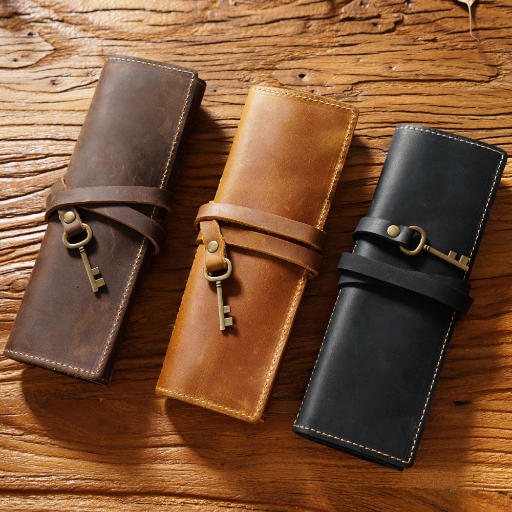 레트로 정품 가죽 수제 펜 롤 연필 케이스 홀더 사무실 - Pen Pouch Roll 리뷰 및 가격