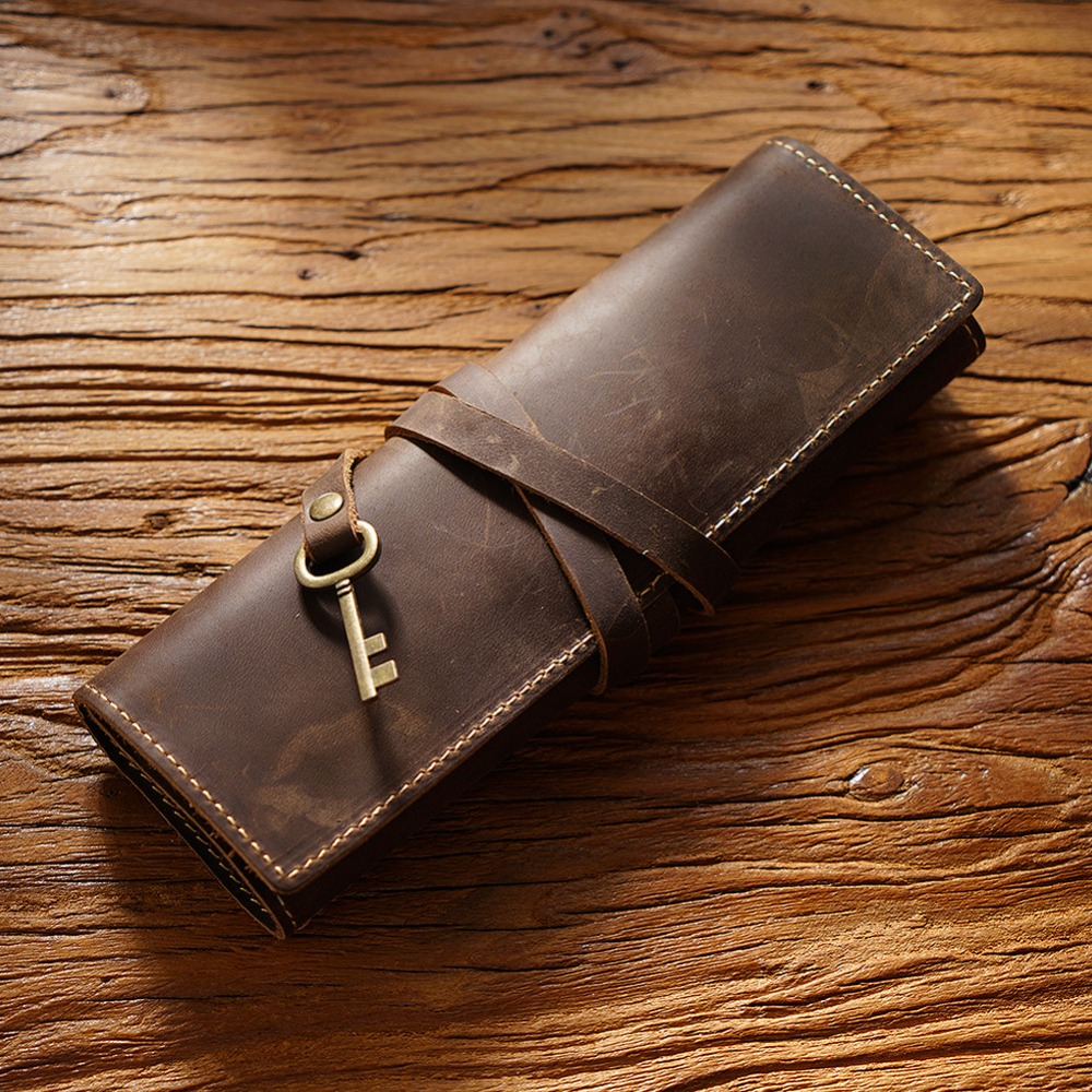레트로 정품 가죽 수제 펜 롤 연필 케이스 홀더 사무실 - Pen Pouch Roll 리뷰 및 가격