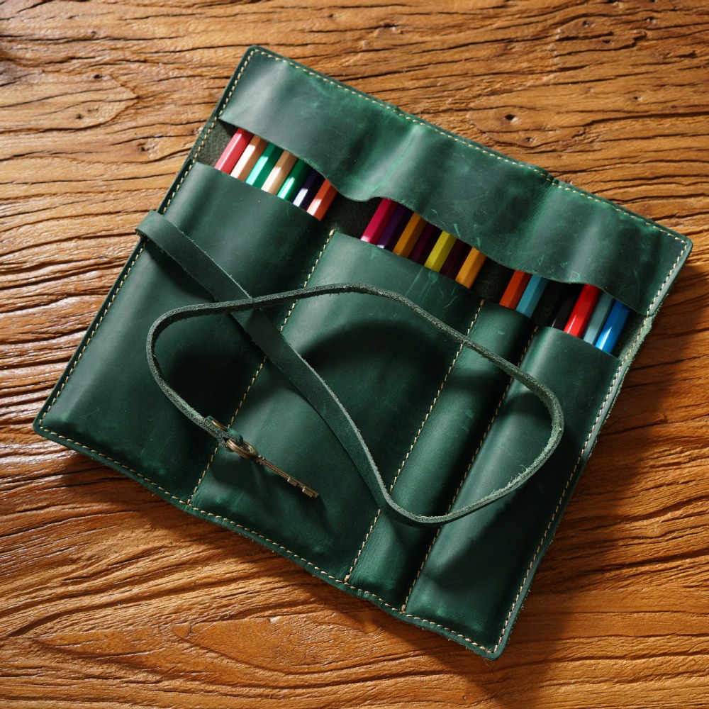 레트로 정품 가죽 수제 펜 롤 연필 케이스 홀더 사무실 - Pen Pouch Roll 리뷰 및 가격