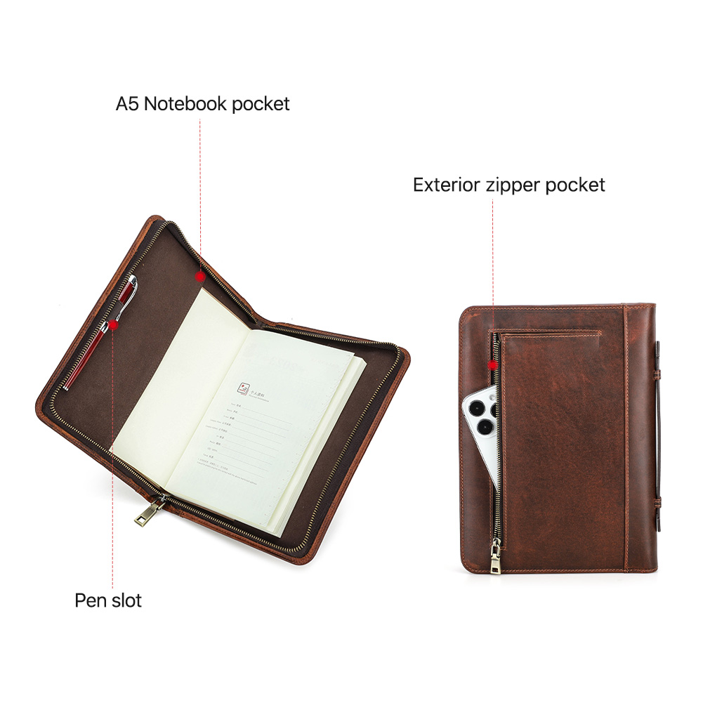 레트로 정품 가죽 지퍼 클러치 A5 책 표지 저널 사무 - Journal Leather Hardcover 리뷰 및 가격